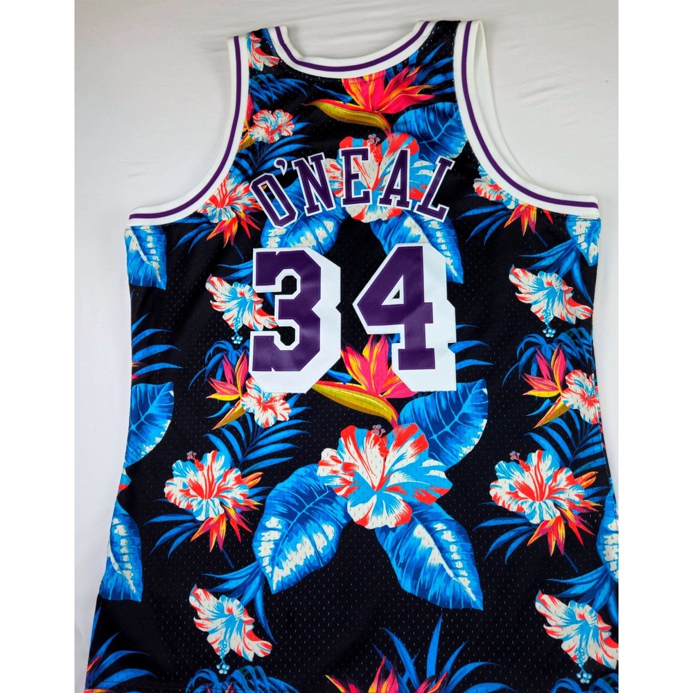 Crooks & Castles Mens Mesh Basketball Jersey Floral Tropical White Blue Size L - Picture 11 of 11